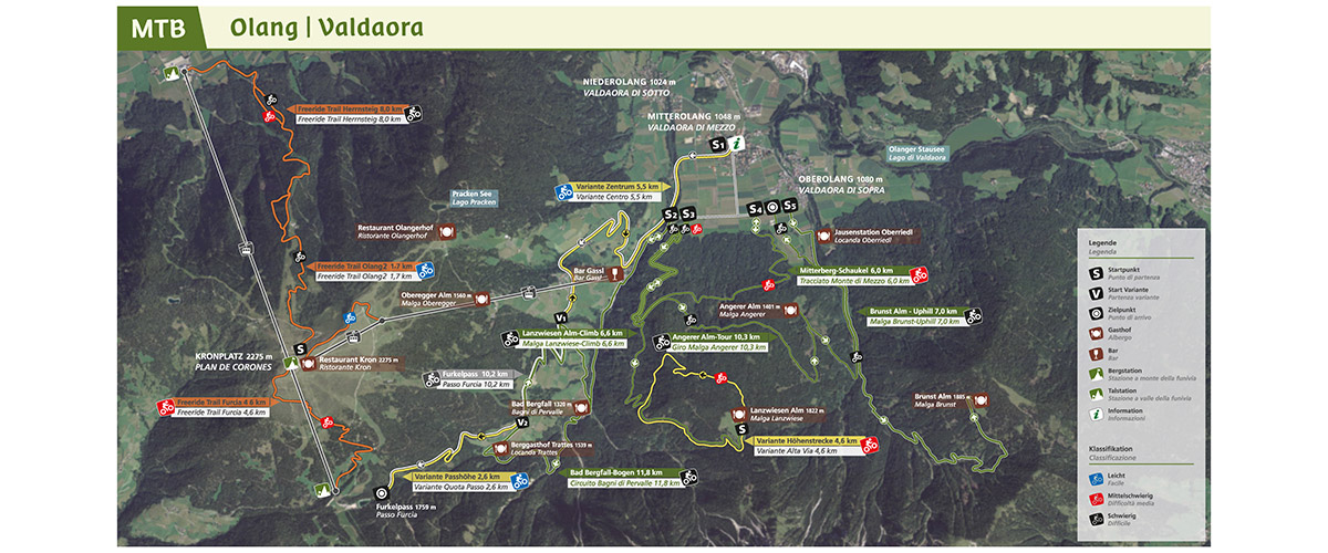 Mountainbike-Strecken in und um Olang am Kronplatz in Südtirol